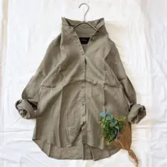 スピック&スパンノーブル　2WAYリネンシャツ　カーキ　カシュクールのサムネイル