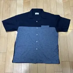 【新品未使用】ikka メンズ　半袖　XL 開襟シャツ　ネイビーのサムネイル