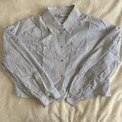 ZARA ストライプ クロップドシャツ ミニ丈長袖