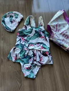 花柄フリルワンピース水着セット