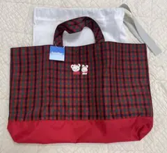 familiar 横型トートバッグ レッスンバッグ 赤系ファミリアチェック