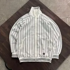 7AS1 メッシュ　ジップアップジャケット　ロゴワッペン　ストライプ柄　古着