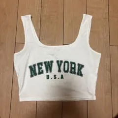 SHEIN NEW YORK ロゴ ノースリーブ カットソー