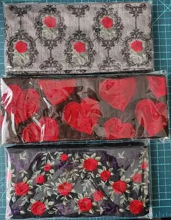 インド刺繍リボン☆バラ柄　3種セット　各0.5m　計1.5m