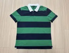 BANANA REPUBLIC ラガーシャツ ボーダー XL バナリパ グリーン