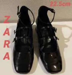 ZARA エナメルブロックヒール　ブラック　35サイズ　22.5cm
