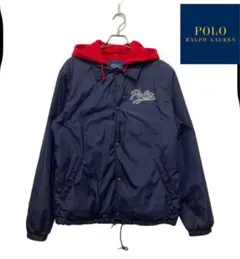 POLO RALPHLAUREN フード付き　コーチジャケット　Sサイズ 紺