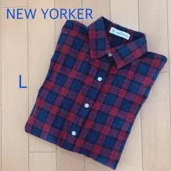 NEW YORKER チェック柄 長袖ネルシャツ Lサイズ