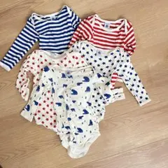 PETIT BATEAU 長袖　ロンパース　肌着　星柄　ボーダー　くま　5着