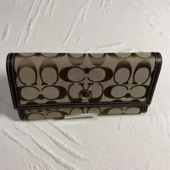 コーチ 長財布 シグネチャー キャンバスフラップウォレット COACH