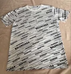 新品未使用！ノベルティ品　BALENCIAGA ロゴ総柄 Tシャツ ホワイト Lのサムネイル