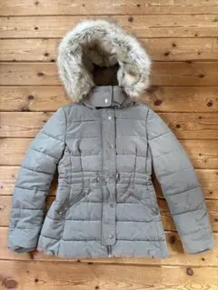 ZARA レディース中綿入りアウターフード付き　カーキ　XS
