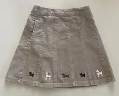 ポンポネット　スカート　ベージュ　犬　刺繍　120サイズ