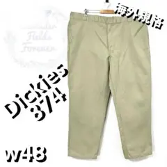 ディッキーズ874ワークパンツ極太バギーロゴカーキw48ダボパンアメリカ古着