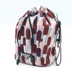 最終価格【未使用級】PRADA 巾着ポーチ　リップ総柄 テスートナイロンのサムネイル