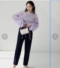 ur's ユアーズ　シアープリーツ袖ドロストブラウス　シースルートップス