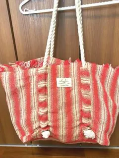 フリンジ トートバッグ ストライプ ロープハンドル アロハ