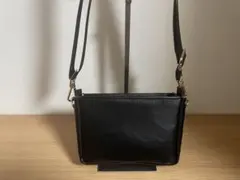 073.ミニショルダーバッグ ブラック 牛革　ハンドメイド