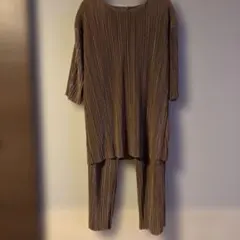 Moon様　ブラウン ストライプ セットアップ　五分袖　長ズボン　股下72センチ