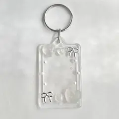 証明写真　ケース　デコ　ミニフォトインキーホルダー　クリア　ハート　リボン