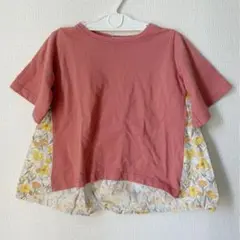 ペアマノン　バック切替ドッキング半袖Tシャツ yellow flower 90のサムネイル