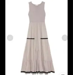 FRAY I.D ニットコンビティアードワンピース ピンクベージュ