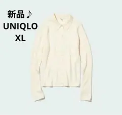 新品♪UNIQLO エクストラファインメリノリブポロカーディガン ユニクロ XL
