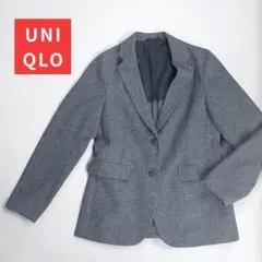 ユニクロ ジャケット レディース S グレー チェック テーラード 通勤 就活
