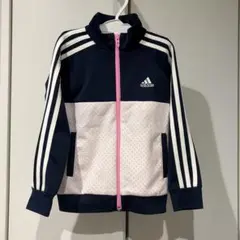 120cm adidas キッズ ジャージ 上のみ　ネイビー ピンク