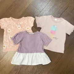 子供　キッズ　Tシャツ　チュニック　アイス　花柄　セット