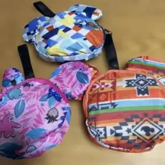 ディズニーミッキーマウスジオメトリー、オレンジボタニカルエコバッグ３点セット