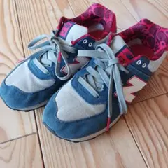 New Balance 574 ネイビーレッドペイズリー柄 スニーカー23cm