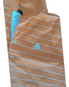 adidas オレンジ ストライプ ポロシャツ