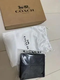 COACH 二つ折り財布 ブラック 新品