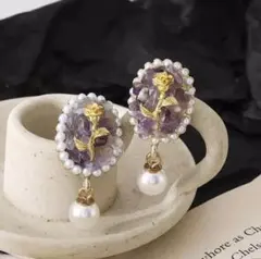 バラとパールのイヤリング