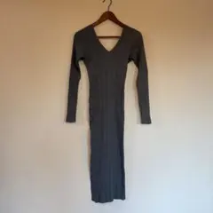 PHEENY ランダムリブVネックドレス カットソーワンピース ブルー F