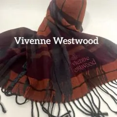 ●ヴィヴィアンウエストウッド　ロングマフラー　オーブ刺繍ロゴ　総柄　イタリア製
