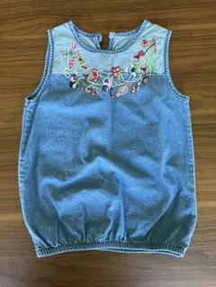 デニム刺繍ノースリーブワンピース　ベビー服