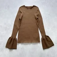 【美品】 23AW イエナ カフフォルム プルオーバー　ニット リブ　キャメル