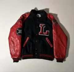 ヴィンテージ レタードスタジャン 赤 牛革 アメカジ 古着 ベースボール 野球