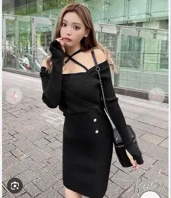 Rady カシュクール ニット ワンピース 黒 ブラック Mサイズ モテワンピ