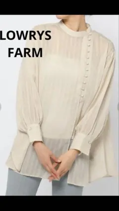 【LOWRYS FARM】チャイナドビー ストライプシャツ シアー