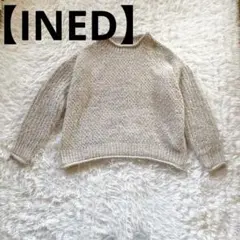 【INED】ニット セーター（M）グレー /ウール /金ボタン 肩ボタン/上品