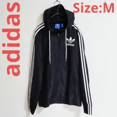 adidas　フード付きナイロンジャケット ブラック　サイズM