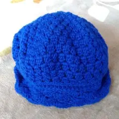 青色ニット帽 フリル付き
