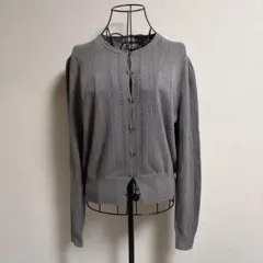 H&M レディース 透かし編みカーディガン グレー 長袖 M