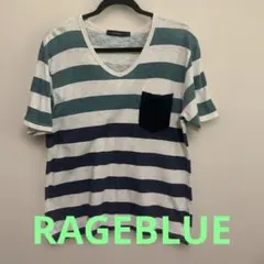 RAGEBLUE ボーダー Vネック Tシャツ Mサイズ　値下げ中のサムネイル