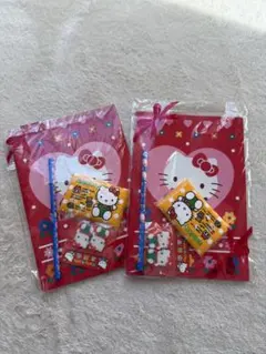 未使用 レア 希少 レトロ 平成 ハローキティ 文房具 ノートセット 赤
