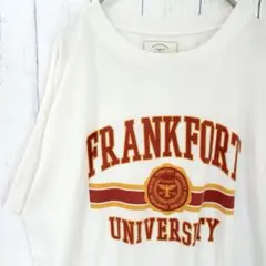 アングリッド カレッジロゴ Tシャツ ホワイト F カットソー ビッグシルエットのサムネイル
