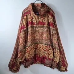 ヴィンテージ ナイロンジャケット ペイズリー柄 M 丈短め 赤茶色 海外古着
